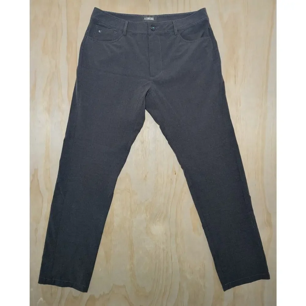 Linksoul Men’s Size 33R Golf Pants Gray Performance Wicking Stretch Chino
